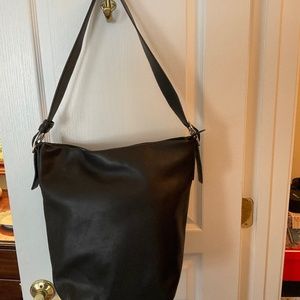 Black leather Coach large bucket bag